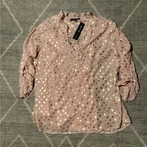 Sara Michelle Pink Blouse with Silver Accents